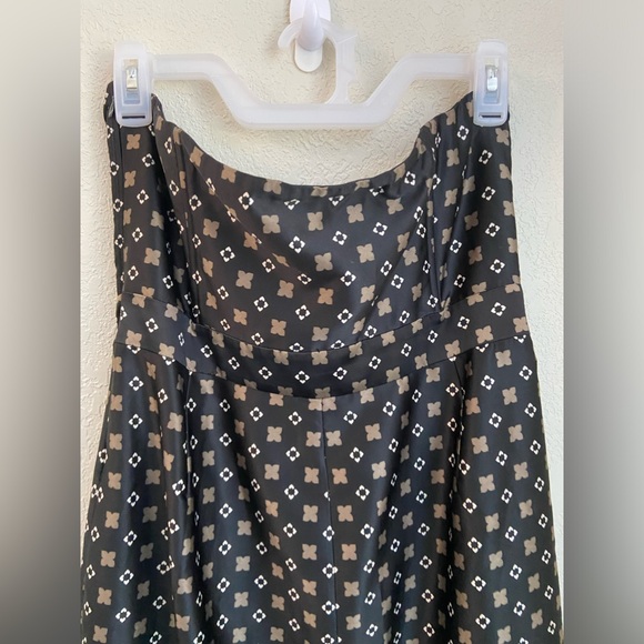 NWOT Banana Republic Black Tan Print Strapless Silk-Like Cocktail Dress Size 10 - Picture 8 of 16